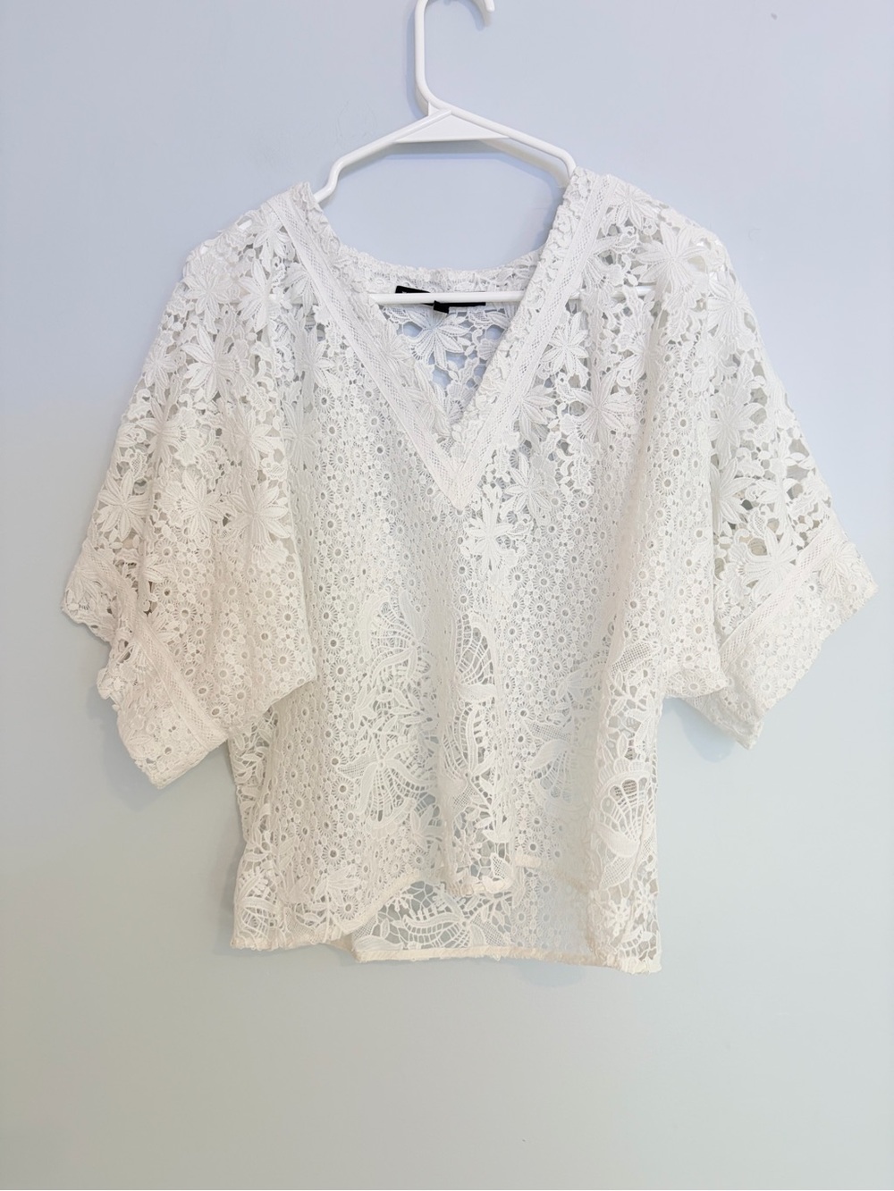 White House Black Market Women’s White Lace V-Neck Top